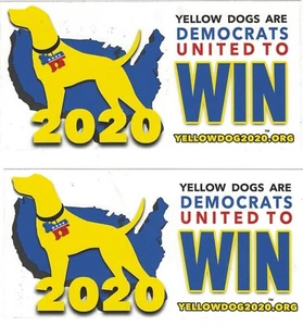 DEFEAT TRUMP Yellow Dog 2020 Democrats Vote Down Ballot 2 Win! Bumper Sticker - Picture 1 of 2