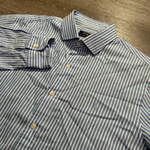 Polo Ralph Lauren Shirt 16.5 42 Blue Stripe Blue Pony Long Sleeve Button UP - Picture 1 of 11