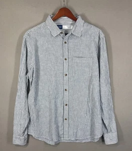 Camisa Old Navy Para Hombre Grande Azul Rayas Regular Abotonada Manga Larga Lino - Imagen 1 de 11