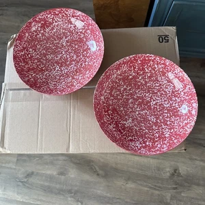 Pier 1 Melamine Bowl Serving Bowl Red Set Of 2 Spongewear Speckle - Picture 1 of 7