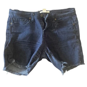 Forever 21 Denim Damen dunkelblau Jeans Denim Shorts roher Saum Gr. 28 - Bild 1 von 5