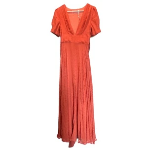 Free People Size 4 Copper Orange Maxi Dress Leg Slit - Picture 1 of 15