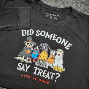 Life is Good Mujer Halloween Truco o Trato Disfraz Perros Manga Larga Camiseta XL - Imagen 1 de 8