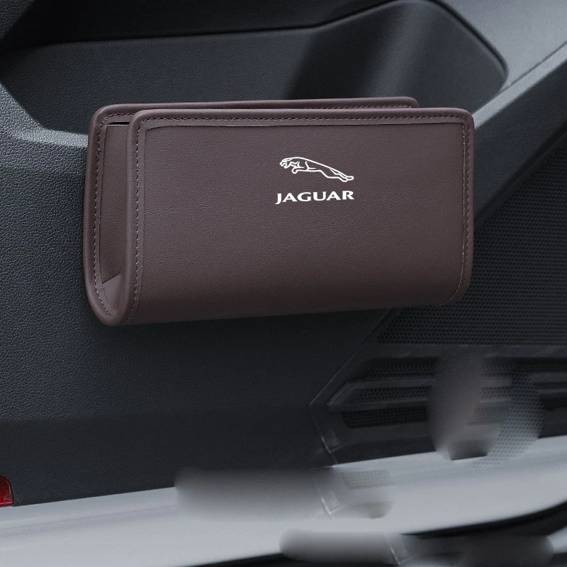 Brown PU Leather Car Door Side Pocket Storage Box Organizer Trash Can For Jaguar Foto 1 de 4