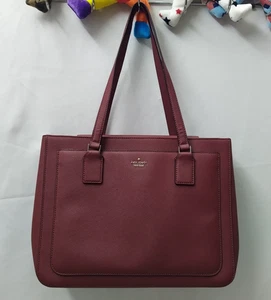 Kate Spade New York Burgund Leder Doppelgriffe Tasche Schultertasche - Bild 1 von 20