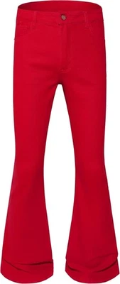 Мужская эластичной Slim Fit расклешенный джинсовой ткани джинсы ретро 70-х диско Bell низ стиль брюки - Изображение 1 из 4