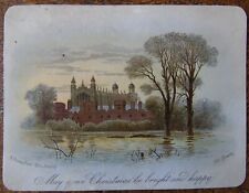 Victorian Christmas Greetings Card A Thames Flood Eton Evening by Albert Bowers