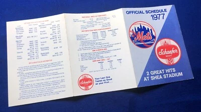 1977 New York Mets Official Pocket Schedule Baseball Sports Ephemera Paper - Image 1 of 2