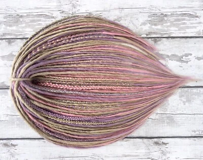 Extensiones de rastas de doble extremo rubio púrpura rosa sintético temor Foto 1 de 4