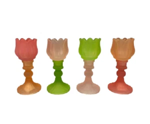 (7,45€ /Stück) 4x Teelichthalter in Tulpenform farblich sortiert H-17 cm - Bild 1 von 10