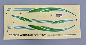 REVELL MONOGRAM #7245 DECALS 1937 FORD CONVERTIBLE w/ TRAILER CAR MODEL #D87 - Picture 1 of 3