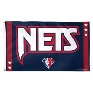 BROOKLYN NETS NBA 75TH ANNIVERSARY 3'X5' DELUXE FLAG NEW WINCRAFT 👀 - Picture 1 of 1
