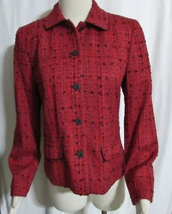 NEW Womens Ladies RAFAEL SPORT Red & Black Tweed Short Dress Blazer Jacket S - Picture 1 of 4