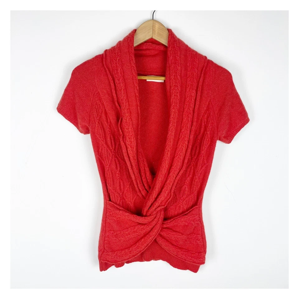 Suéter Anthropologie Sleeping on Snow Naranja Cable Twist Mezcla Lana Cachemira XS Foto 1 de 4