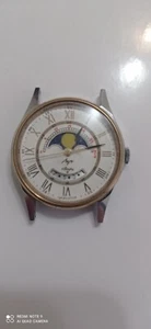Watch Luch Real Moon Phase Calendar watch vintage quartz. For Parts or repair. - Picture 1 of 13
