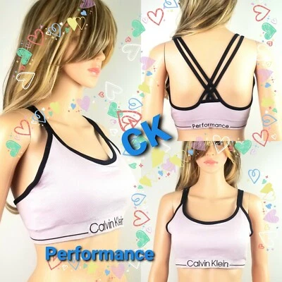 CALVIN KLEIN SPORT BRA PERFORMANCE WOMEN'S LOW IMPACT COLOR PINK size L $38.50 - Image 1 of 4