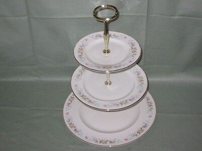 Kirsty Jayne Bone China 3-Tier Hostess Cake Plate Stand Floral Pattern • 24.51£