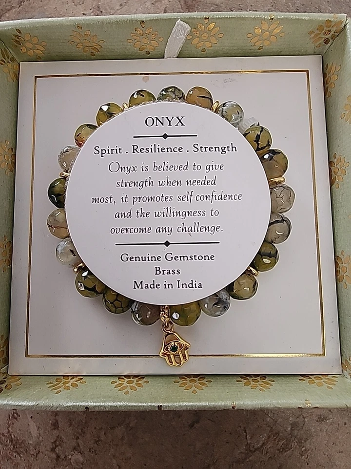 Pulsera SHIVAM Cuentas de Ónix Espíritu, Resiliencia y Fuerza Pequeña con Cuentas con Dije Foto 1 de 1