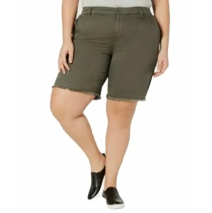 Style & Co Shorts Olive Green Frayed Hem Line Women's Plus Size 20W Mid Rise NWT - Picture 1 of 9