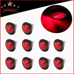 10x Red LED Truck Trailer Side Marker Indicators Lights 3/4"Round Bullet Light - Foto 1 di 6