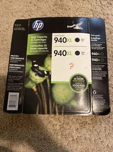HP 940XL Black Ink Cartridges Twin Pack New Sealed Expired - Picture 1 of 3