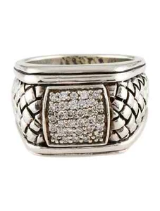 $1500 SCOTT KAY DIAMANTE PAVIMENTADO PLATA ESTERLINA Anillo Talla 10,5 - Imagen 1 de 4