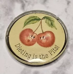 Vintage Refrigerator Magnet Dieting Is The Pits Cherries Travel Souvenir Magnet - Picture 1 of 1