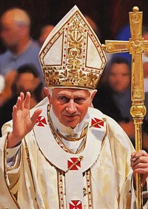 His Holiness Pope Benedict XVI - Unique Oils Illustration Print 01 (A4 Size) - Picture 1 of 2