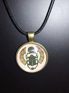 EGYPTIAN SCARAB BEETLE PENDANT CHAIN CHARM GIFTS - Picture 1 of 8