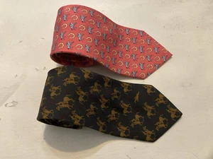 vineyard vines + Longchamp Men's Silk Necktie Lot of 2 - Picture 1 of 12