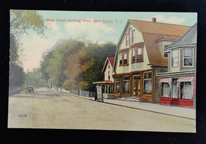 Color RPPC Main Street Looking West New Egypt NJ ~ unbespielt - Bild 1 von 3