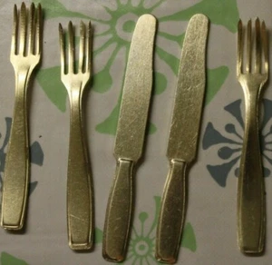 spielzeug DDR Besteck alu 2x Messer 3x gabel M18 - Bild 1 von 2