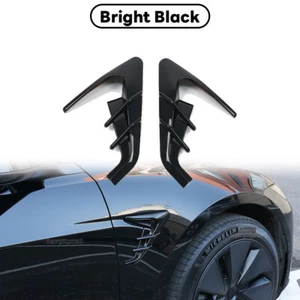 2Pcs ABS Glossy Black Side Leaf Board Camera Cover For Tesla Model 3 Highland - Picture 1 of 8