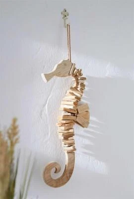 Deko Hänger "Seepferdchen" aus Treibholz, 45 cm hoch, Tür Wand Fenster Hängedeko - Bild 1 von 4