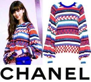 5K New Chanel 2016 Red Sweater Jacket 38 40 42 6 8 10 Coat Shirt Top Logo S M L - Picture 1 of 23