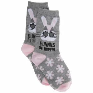 Girls Easter Bunnies Be Hoppin Floral Crew Socks Size 9-3 Basket Stuffers - Picture 1 of 1