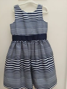 Gymboree Talla 4 Niña Pequeña Vestido Azul Marino a Rayas con Arco Fiestas Navidad - Imagen 1 de 5