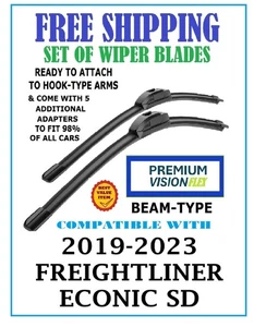 Wiper Blade Set Premium-Vision Beam-Type for 2019-2023 FreightLiner Econic SD - Picture 1 of 5