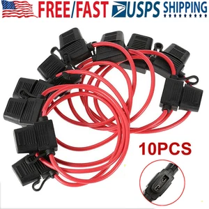 10)Pcs 12 Gauge ATC 25A In-Line Fuse Holder 12 AWG Wire Copper Protection Blade - Picture 1 of 12
