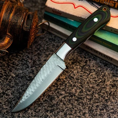 Cuchillo Damasco/Acero 8.8" Listo para Regalo Full Tang Hunt it Hunt + Funda de Cuero Foto 1 de 4