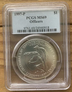 1997 P Law Officers Memorial Commemorative Silver Dollar $1 PCGS MS 69 - Picture 1 of 2