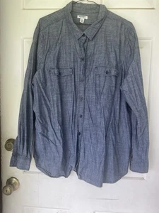 Camisa Western Old Navy Para Mujer Denim Azul Oscuro Cambray Abotonada XXL Usada - Imagen 1 de 6