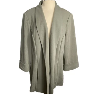 Kasper Blazer Jacket Womens 2X Open Front 3/4 Sleeve Sage Green Office NWT - Picture 1 of 17