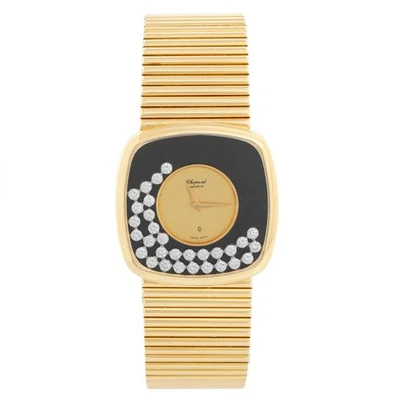Reloj Chopard Ref 2164 Happy Diamonds esfera piedra ónix negro oro amarillo 18k Foto 1 de 4