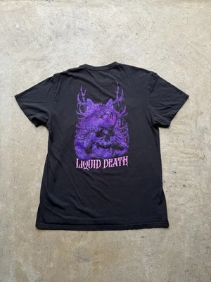 Liquid Death Deathwolf 衬衫男式 L 码黑色图形复古 Y2K Grunge T 恤 — 第 1/4 张图片