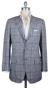 Kiton Blue Cashmere Blend Plaid Sportcoat - 40/50 - (GU3BWSLIBLU) - Picture 1 of 4