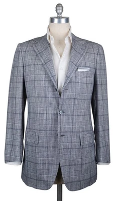 Kiton Blue Cashmere Blend Plaid Sportcoat - 40/50 - (GU3BWSLIBLU) - Image 1 of 4