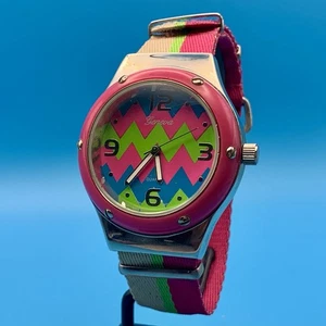 GENEVA 2217 Women’s Fashion Quartz Wristwatch Nylon Strap Colorful Working Cond - Picture 1 of 19