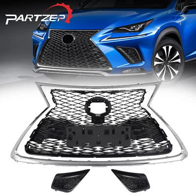 Fit Lexus NX300 F Sport 2018-2021 Front Bumper Grille Frame 5PCS Chrome+Black Foto 1 de 4
