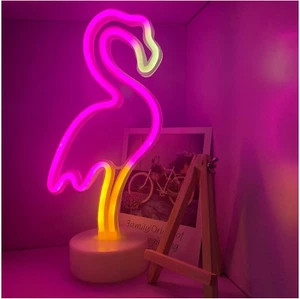 Neon Flamingo Lights Neon Light Signs Usb/Battery Operated Pink Neon Lights Pink - Picture 1 of 12